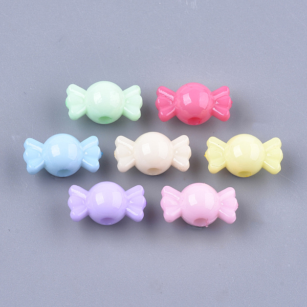 

PandaHall Opaque Solid Color Acrylic Beads, Candy, Mixed Color, 8x14.5x8mm, Hole: 2mm, about 1370pcs/500g Acrylic Candy Multicolor