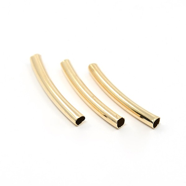 

PandaHall Brass Smooth Curved Tube Beads, Curved Tube Noodle Beads, Light Gold, 25x3mm, Hole: 2mm Brass Tube