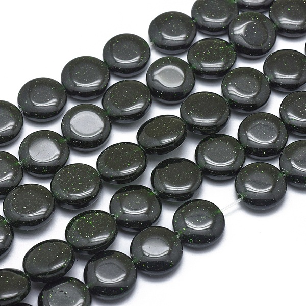 

PandaHall Synthetic Green Goldstone Beads Strands, Flat Round, 12x4.5mm, Hole: 1mm, about 33pcs/strand, 15.3 inch(39cm) Green Goldstone Flat...