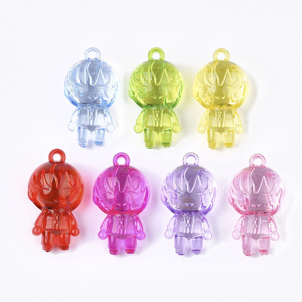 

PandaHall Transparent Acrylic Pendants, Boy, Mixed Color, 49x27x22mm, Hole: 3mm, about 45pcs/500g Acrylic Human Multicolor