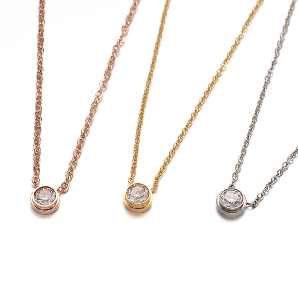 

PandaHall Flat Round Pendant 304 Stainless Steel Rhinestone Necklaces, with Lobster Claw Clasps, Mixed Color, 15.35 inch(39cm) Rhinestone..., Clear