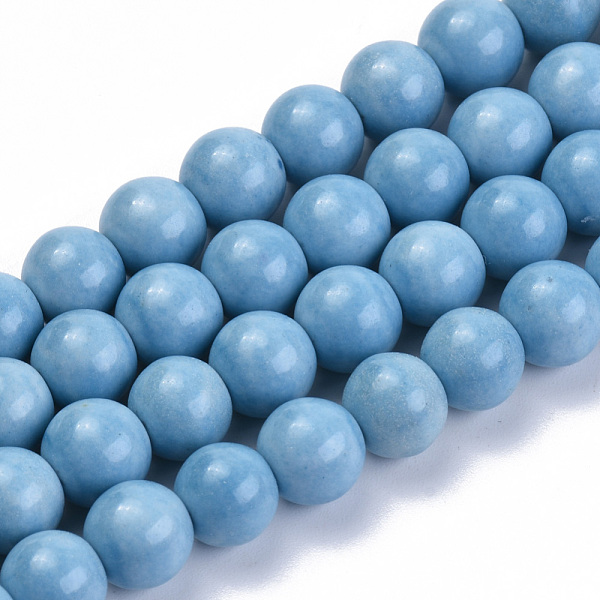 

PandaHall Natural Agate Beads Strands, Dyed, Round, Deep Sky Blue, 8mm, Hole: 1mm, about 55pcs/strand, 15.7 inch Natural Agate Round Blue