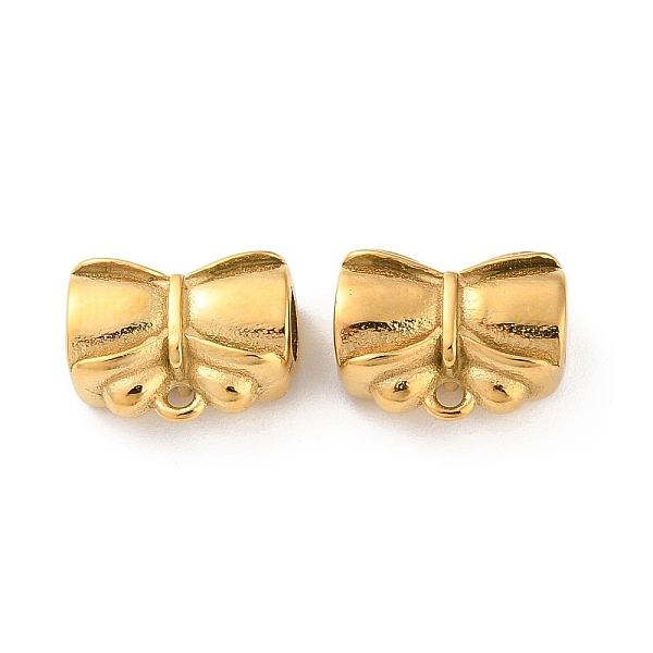 

PandaHall 304 Stainless Steel Tube Bails, Loop Bails, Bowknot, Real 14K Gold Plated, 9x11.5x5.5mm, Hole: 3.5mm, Inner Diameter: 4mm 304...