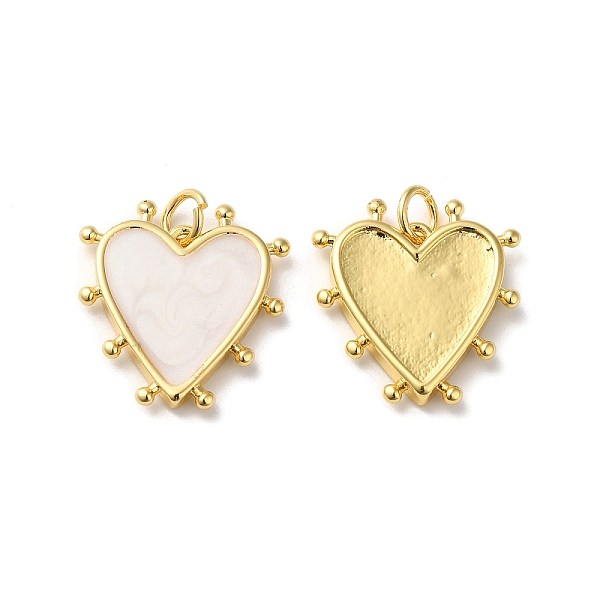 

PandaHall Rack Plating Brass Enamel Pendants, with Jump Ring, Lead Free & Cadmium Free, Heart Charm, Real 18K Gold Plated, White, 19x18x3mm...