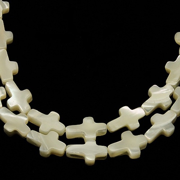 

PandaHall Natural White Mother of Pearl Shell Cross Beads Strands, about 8mm wide, 12mm long, 3mm thick, hole: 1mm, 33pcs/strand, 16 inch...