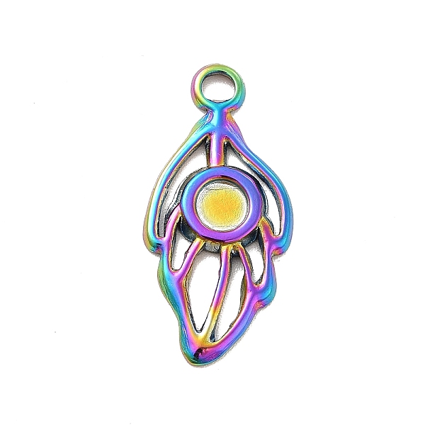 

PandaHall Ion Plating(IP) 304 Stainless Steel Pendant Cabochon Settings, Leaf, Rainbow Color, Tray: 4mm, 25x12x1.5mm, Hole: 2.5mm 304...
