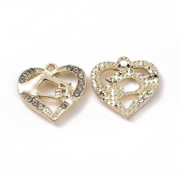 

PandaHall Alloy Pendants, with Crystal Rhinestone, Hand Heart Charm, Light Gold, 16.5x17x2.5mm, Hole: 1.8mm Alloy+Rhinestone Heart Clear