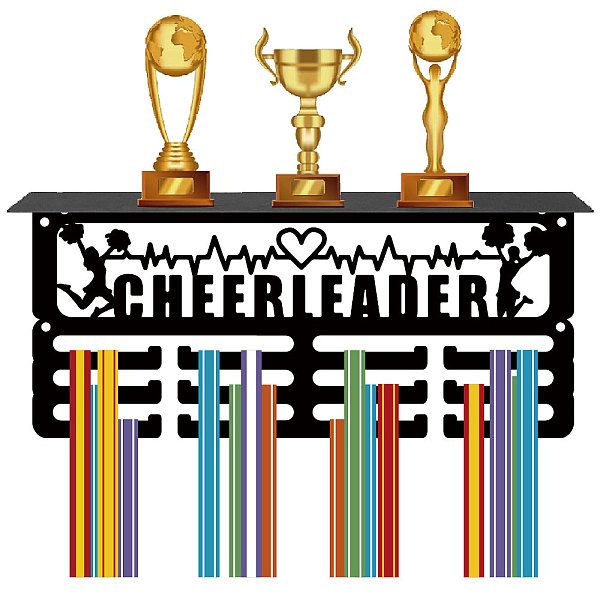 

PandaHall CREATCABIN Cheerleader Medal Holder Trophy Shelf Medal Hangers Display with Shelf Stand Small Sports 4 Rows Wall Mount Hold 70+...