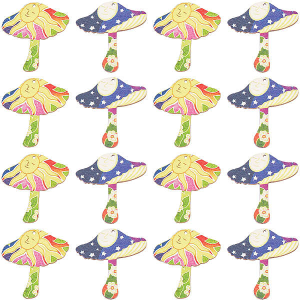

PandaHall SUNNYCLUE 20Pcs 2 Styles Printed Wooden Pendants, Mushroom Charms with Sun, for DIY Jewelry Decorated Making, Mixed Color..., Multicolor