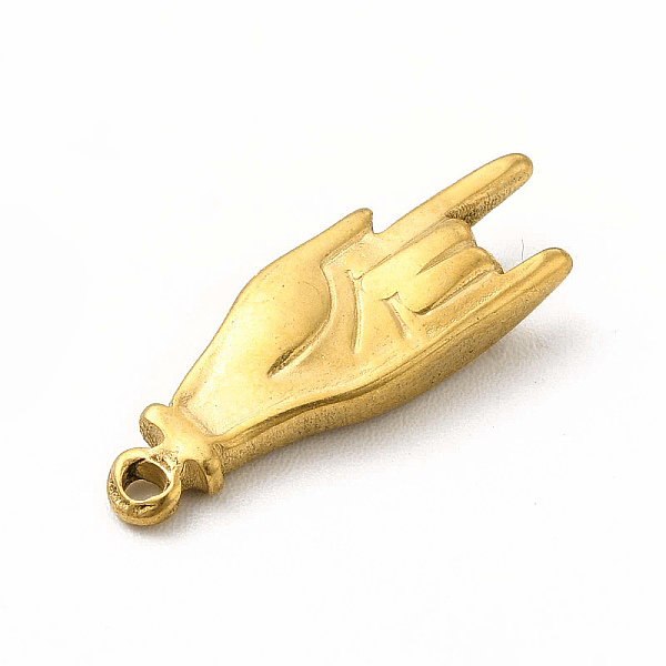 

PandaHall 304 Stainless Steel Pendants, Hand/Gesture for Love Charms, Golden, 20x6.5x3mm, Hole: 1.4mm 304 Stainless Steel Palm