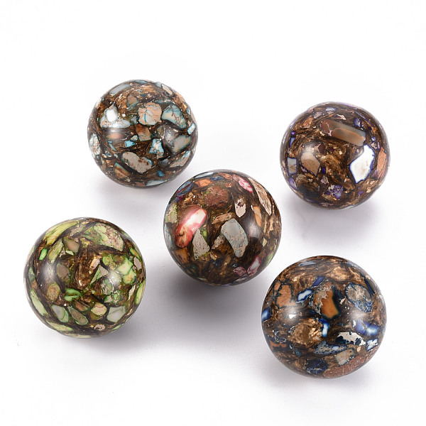 

PandaHall Assembled Natural Bronzite and Synthetic Imperial Jasper Beads, No Hole/Undrilled, Round, Dyed, 40mm Mixed Stone Round