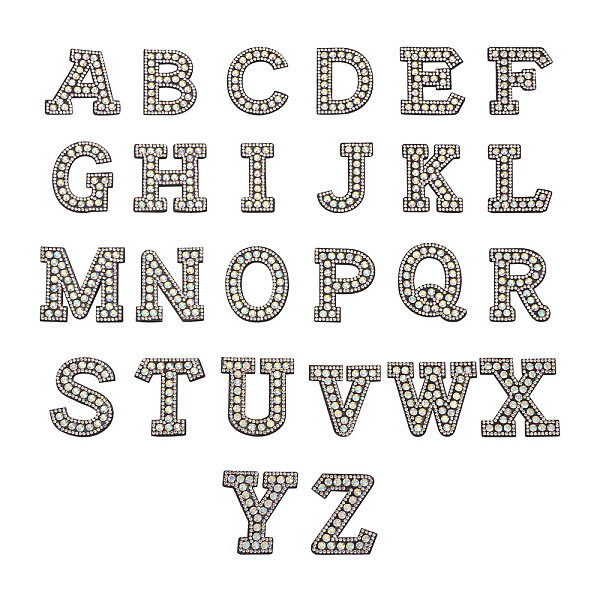 PandaHall Alphabet Resin Rhinestone Patches, Iron/Sew on Appliques, Costume Accessories, for Clothes, Bag Pants, Black, 43.5~50x20~51x3mm...