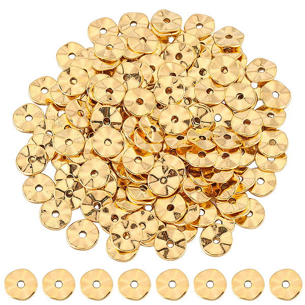 

PandaHall SUNNYCLUE 1 Box 200Pcs Wavy Disc Spacer Beads Flat Round Gold Spacers Bead Tibetan Style Alloy Gold Metal Flat Disc Spacer Bead...