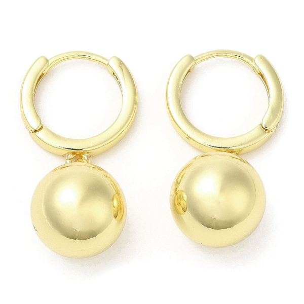 

PandaHall Rack Plating Brass Round Ball Dangle Hoop Rarrings, Golden, 30.5mm Brass Round