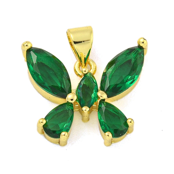 

PandaHall Real 18K Gold Plated Brass with Glass Pendants, Butterfly, Green, 15.5x18x4.5mm, Hole: 4x3.5mm Brass+Cubic Zirconia Butterfly...