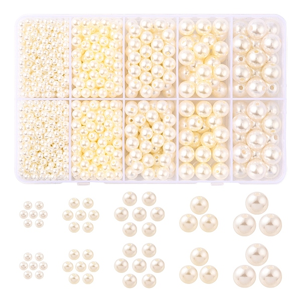 5 Sizes Imitated Pearl Acrylic Beads