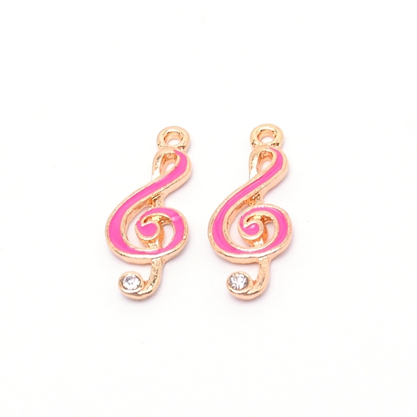 

PandaHall Alloy Enamel Pendants, with Crystal Rhinestone, Musical Note, Golden, Hot Pink, 22x9x2mm, Hole: 1.5mm Alloy+Enamel Musical Note...