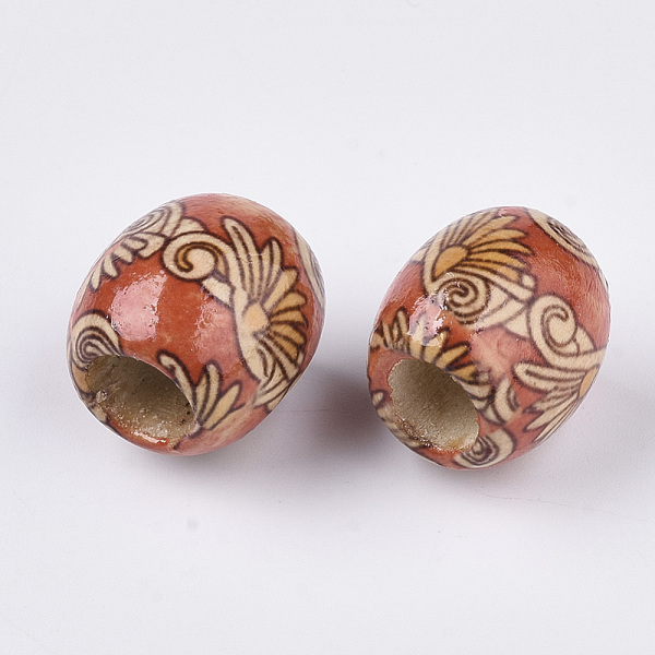 

PandaHall Printed Natural Wood Large Hole Beads, Barrel, Lead Free, Tomato, 16x14.5~16.5mm, Hole: 7.5mm Wood Barrel Red
