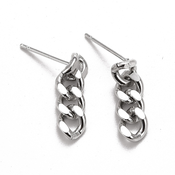 

PandaHall Brass Cuban Link Chain Shape Danlge Stud Earrings, Drop Earrings for Women, Cadmium Free & Lead Free, Real Platinum Plated...
