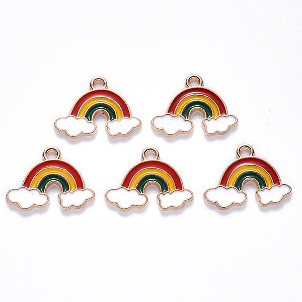 

PandaHall Alloy Enamel Pendants, Rainbow, Light Gold, FireBrick, 14x18.5x1.5mm, Hole: 1.8mm Alloy+Enamel Rainbow Red