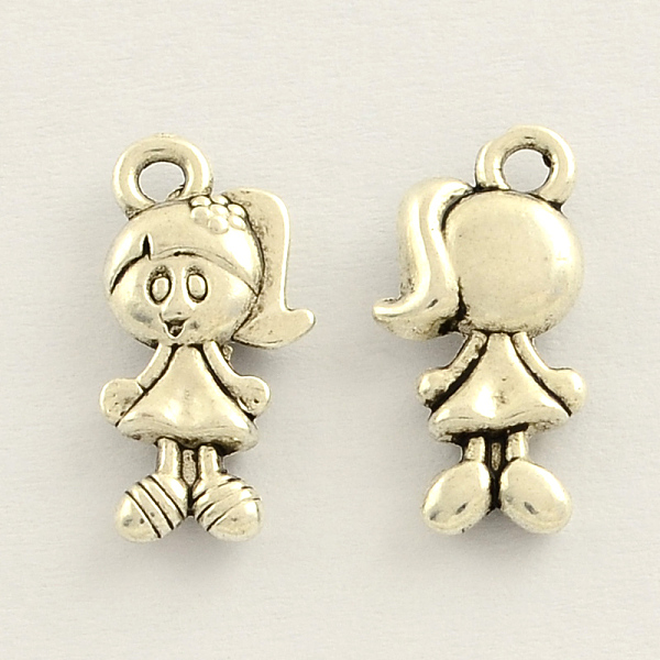 

PandaHall Little Girl Tibetan Style Zinc Alloy Charms, Cadmium Free & Lead Free, Antique Silver, 16x8x3mm, Hole: 2mm, about 1493pcs/1000g...