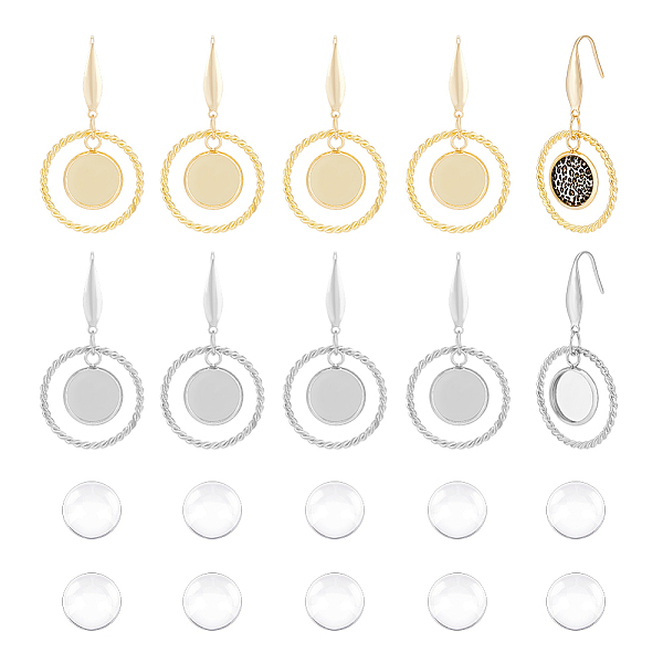 

PandaHall 12 Pair 2 Color Glass Blank Dome Dangle Earrings, Ring with Flat Round 304 Stainless Steel Earrings with 316 Stainless Steel Pins...