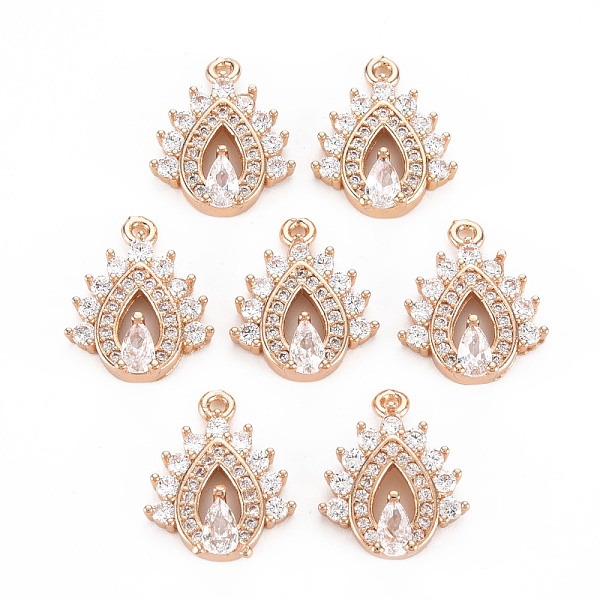 

PandaHall Rack Plating Brass Micro Pave Clear Cubic Zirconia Pendants, Long-Lasting Plated, Cadmium Free & Lead Free, Teardrop, Light Gold...