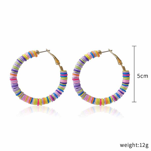 

PandaHall Bohemia Style Colorful Clay Beads Hoop Earrings, Ring Other