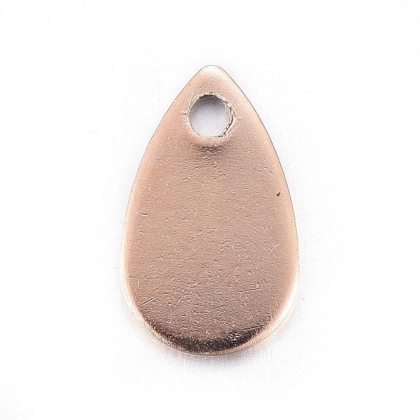 

PandaHall Ion Plating(IP) Stainless Steel Charms, teardrop, Stamping Blank Tag, Rose Gold, 10x6x0.6mm, Hole: 1.2mm Stainless Steel Teardrop
