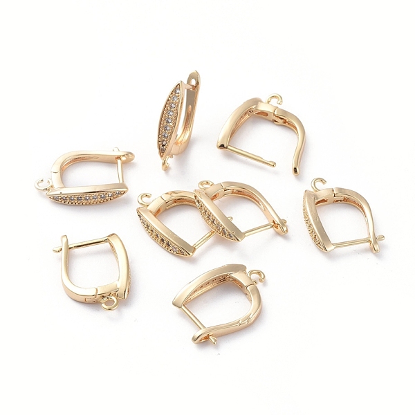 

PandaHall Brass Hoop Earring Findings with Latch Back Closure, with Horizontal Loop and Clear Cubic Zirconia, Horse Eye, Long-Lasting Plated...