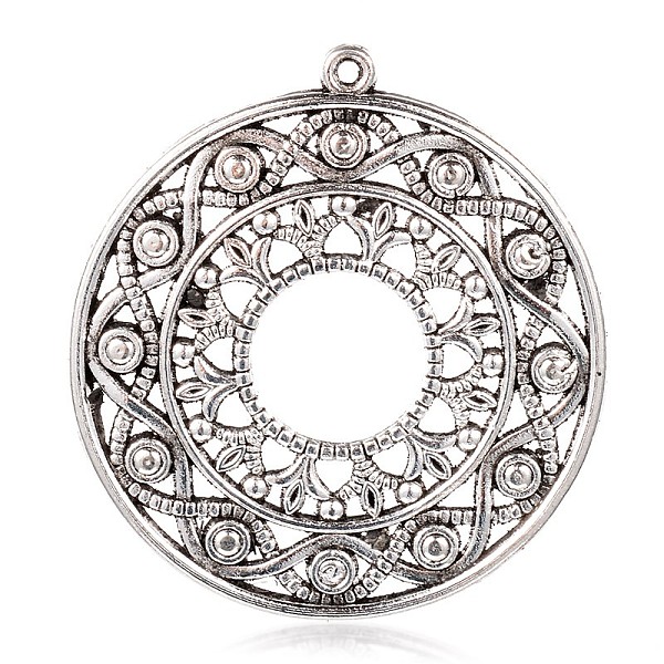 

PandaHall Flat Round Tibetan Style Alloy Pendants, Antique Silver, 48x45x2mm, Hole: 2mm Alloy Flat Round