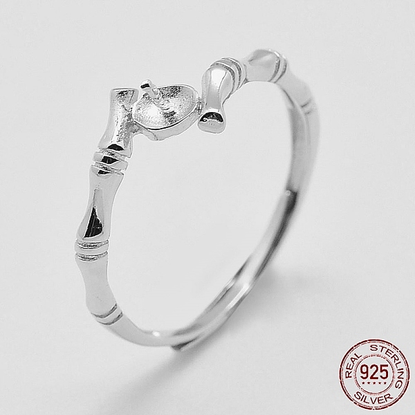 

PandaHall Adjustable Rhodium Plated 925 Sterling Silver Ring Components, For Half Drilled Beads, Size 6, Platinum, 16mm, pin: 0.4mm Sterling...