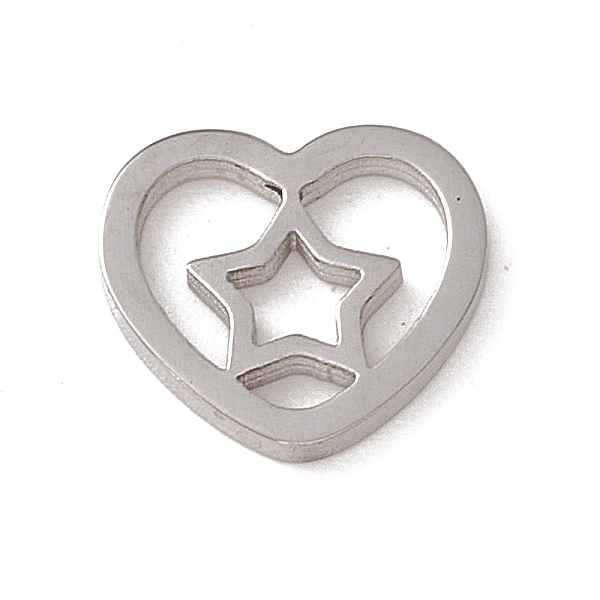 

PandaHall 304 Stainless Steel Linking Rings, Mirror Finish, Heart with Star, Stainless Steel Color, 9x10x1mm 304 Stainless Steel Heart