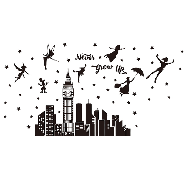 PandaHall PVC Wall Stickers, Rectangle, for Home Living Room Bedroom Decoration, Angel & Fairy Pattern, 950x350mm, 2pcs/set Plastic Angel &...