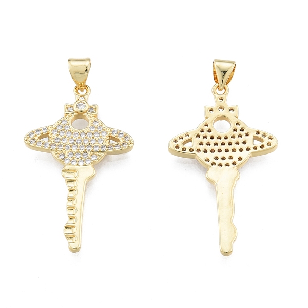 

PandaHall Brass Micro Pave Clear Cubic Zirconia Pendants, Planet Key, Real 18K Gold Plated, 32x19x2mm, Hole: 3.5x4mm Brass+Cubic Zirconia...
