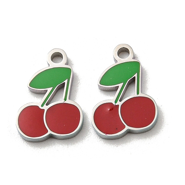

PandaHall 304 Stainless Steel Enamel Charms, Cherry Charms, Stainless Steel Color, Dark Red, 10x7x1mm, Hole: 1.2mm Stainless Steel+Enamel...