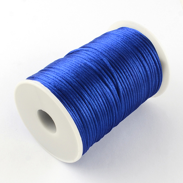 

PandaHall Polyester Cords, Blue, 2mm, about 98.42 yards(90m)/roll Polyester Blue