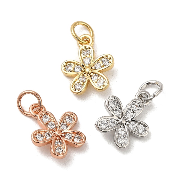 

PandaHall Brass Cubic Zirconia Pendants, Cadmium Free & Lead Free, Flower, Mixed Color, 12x10x2.5mm Brass+Cubic Zirconia Flower Clear