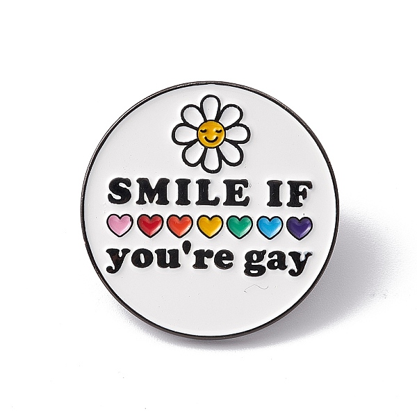 

PandaHall Rainbow Color Pride Flag Sunflower Heart with Word Smile Enamel Pin, Gunmetal Alloy Brooch for Backpack Clothes, Colorful...