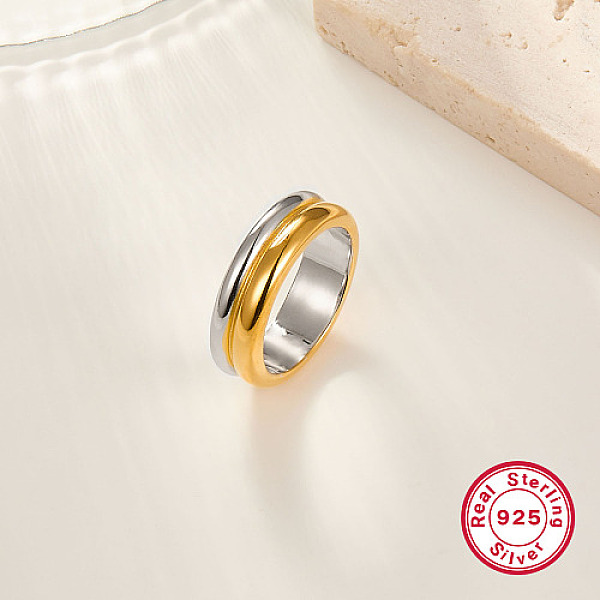 

PandaHall Two Tone 925 Sterling Silver Grooved Finger Rings, Platinum & Golden, 6mm, Inner Diameter: 18mm Sterling Silver