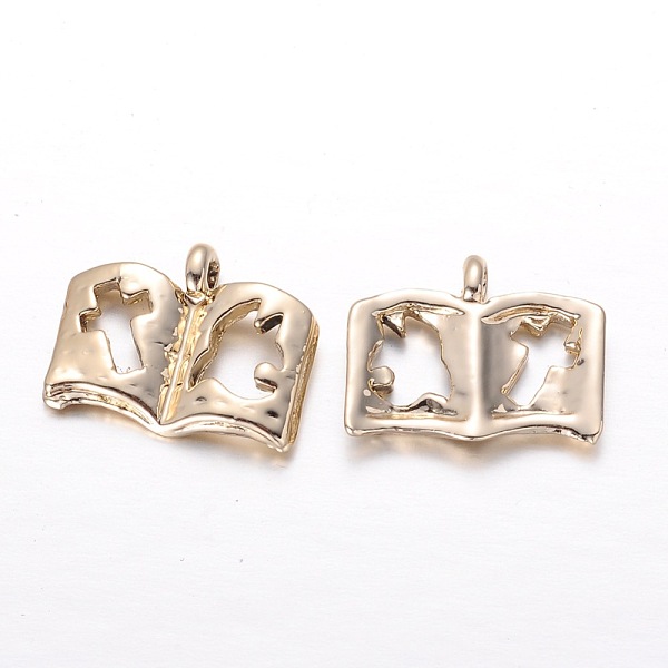 

PandaHall Alloy Charms, Teachers' Day Charms, Long-Lasting Plated, Book, Light Gold, 14x18x3mm, Hole: 1mm Alloy