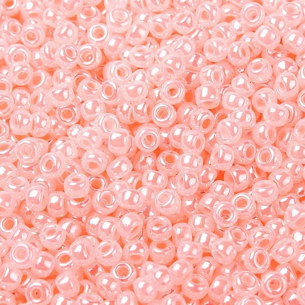 

PandaHall MIYUKI Round Rocailles Beads, Japanese Seed Beads, (RR517) Baby Pink Ceylon, 8/0, 3mm, Hole: 1mm, about 2111~2277pcs/50g Glass...