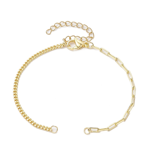 

PandaHall Brass Curb Chains and Paperclip Chains Bracelet Makings, with 304 Stainless Steel Lobster Claw Clasps, Golden, 6-5/8 inch(16.7cm)...