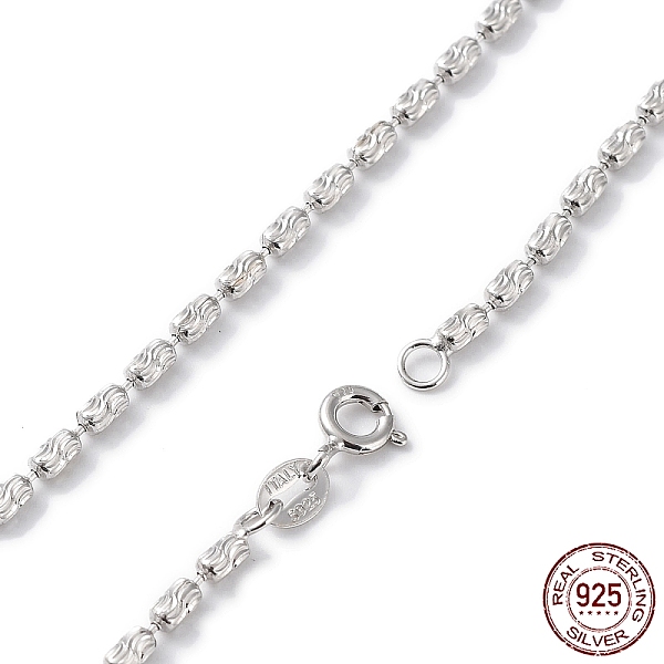 

PandaHall Rhodium Plated 925 Sterling Silver Bead Chains Necklace for Women, Textured, with 925 Stamp & Spring Clasp, Real Platinum Plated...