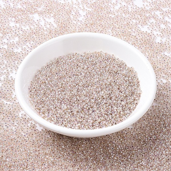 

PandaHall MIYUKI Round Rocailles Beads, Japanese Seed Beads, (RR1023) Silverlined Light Blush AB, 11/0, 2x1.3mm, Hole: 0.8mm, about..., Pink