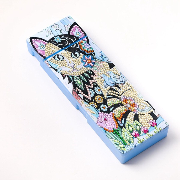 PandaHall 5D DIY Diamond Painting Stickers Kits For ABS Pencil Case Making, with Resin Rhinestones, Diamond Sticky Pen, Tray Plate and Glue...