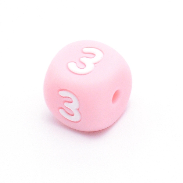 

PandaHall Silicone Beads, for Bracelet or Necklace Making, Arabic Numerals Style, Pink Cube, Num.3, 10x10x10mm, Hole: 2mm Silicone Number...