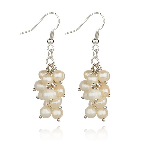 

PandaHall Cascading Pearl Beaded Earrings Pearl Gold