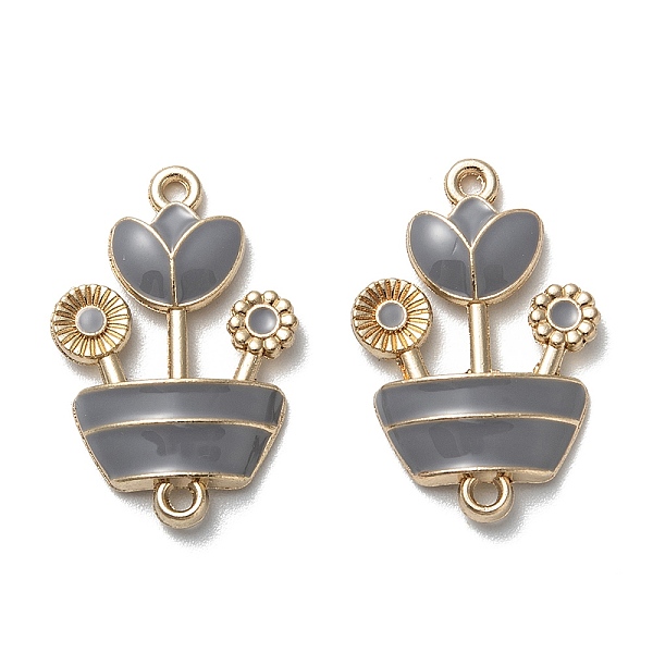 

PandaHall Alloy Enamel Links Connectors, Cadmium Free & Lead Free, Pot Culture with Flower, Light Gold, Gray, 26.5x17.5x4mm, Hole: 1.6mm...