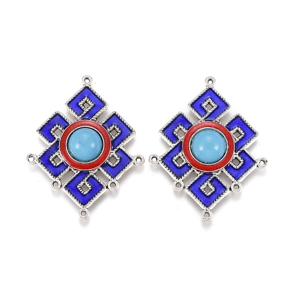 

PandaHall Alloy Enamel Chanderlier Component Links, with Resin, Cadmium Free & Lead Free, Knot, Antique Silver, Blue, 44x35x6mm, Hole: 1mm...